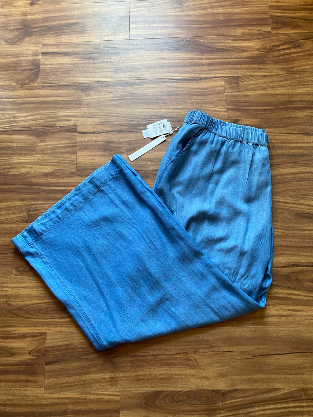 Women’s Caslon Relaxed Blue Elastic-Waist Soft Flowy Pants